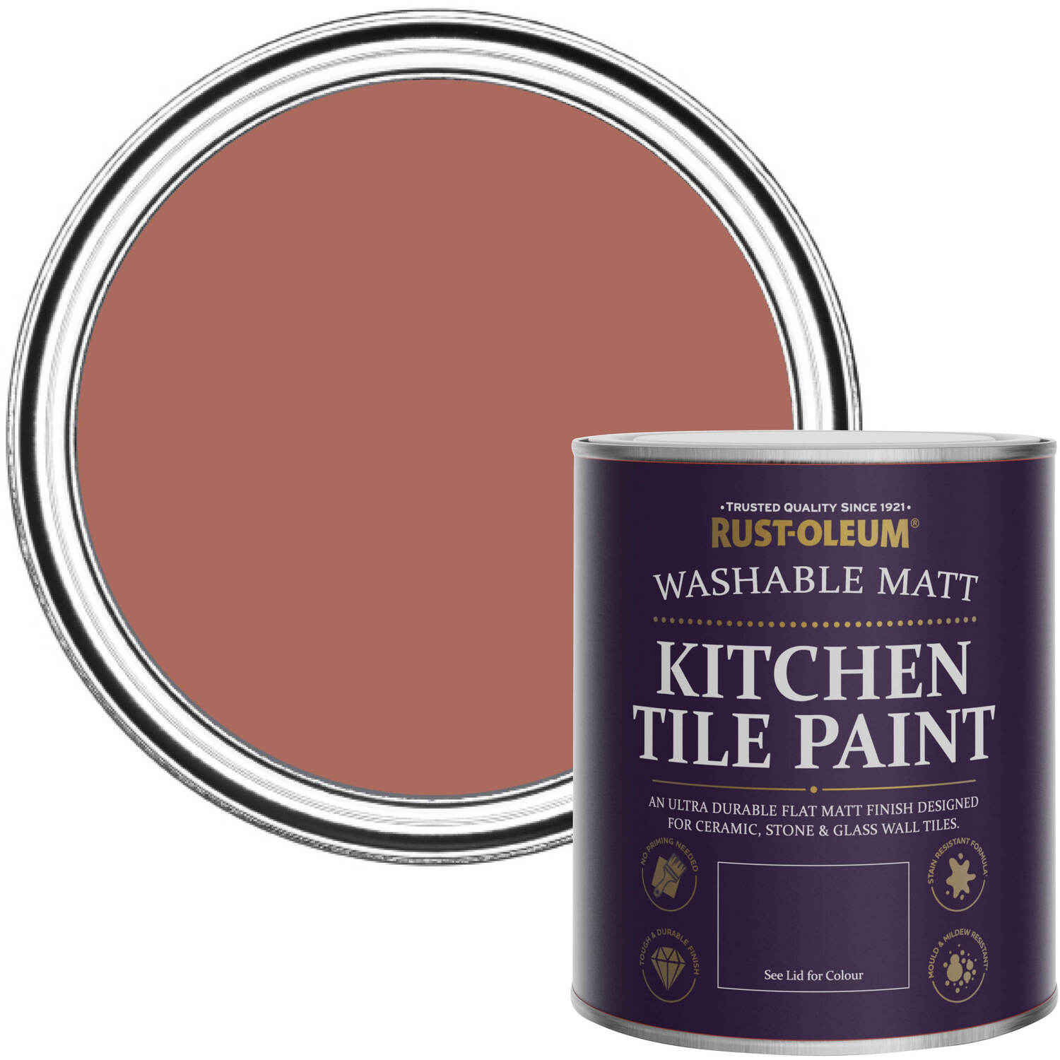 Rust-Oleum Kitchen Tile Paint Matt - Salmon 750ml -  Red