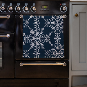 Knitted Pattern Of White Snowflakes Kitchen Towel