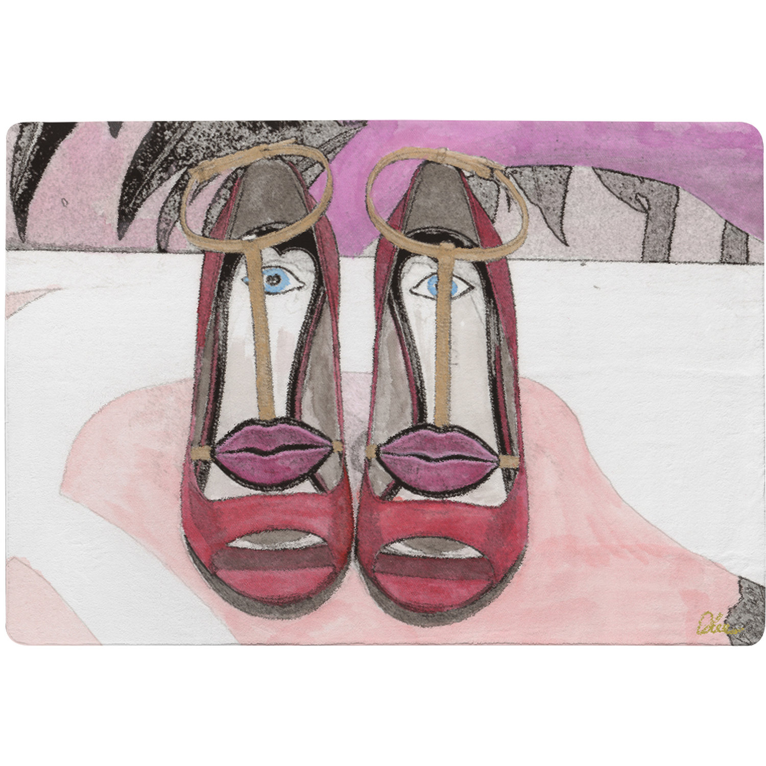 Lips Shoes Rug - Pink / 150cm