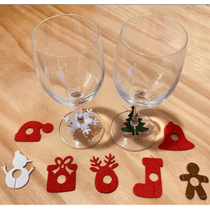 Set of 9 Christmas Wine Glass Decoration