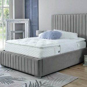 Savoy Panel Line Design Upholstered Soft Velvet Bed