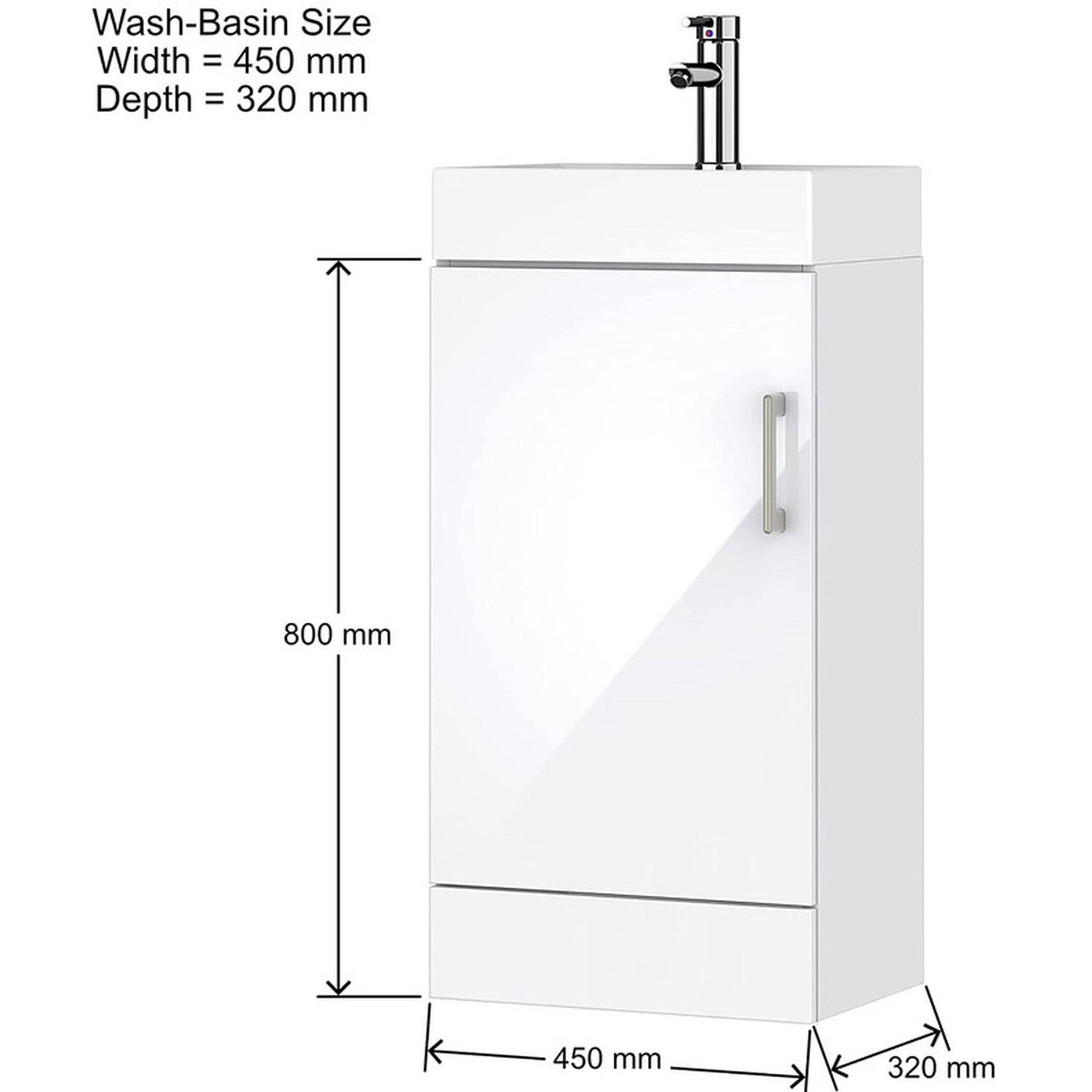 Belofay Assembled Vanity Unit With Ceramic Basin Tap Waste Bottle Drainer - Slightly Grey 32cm