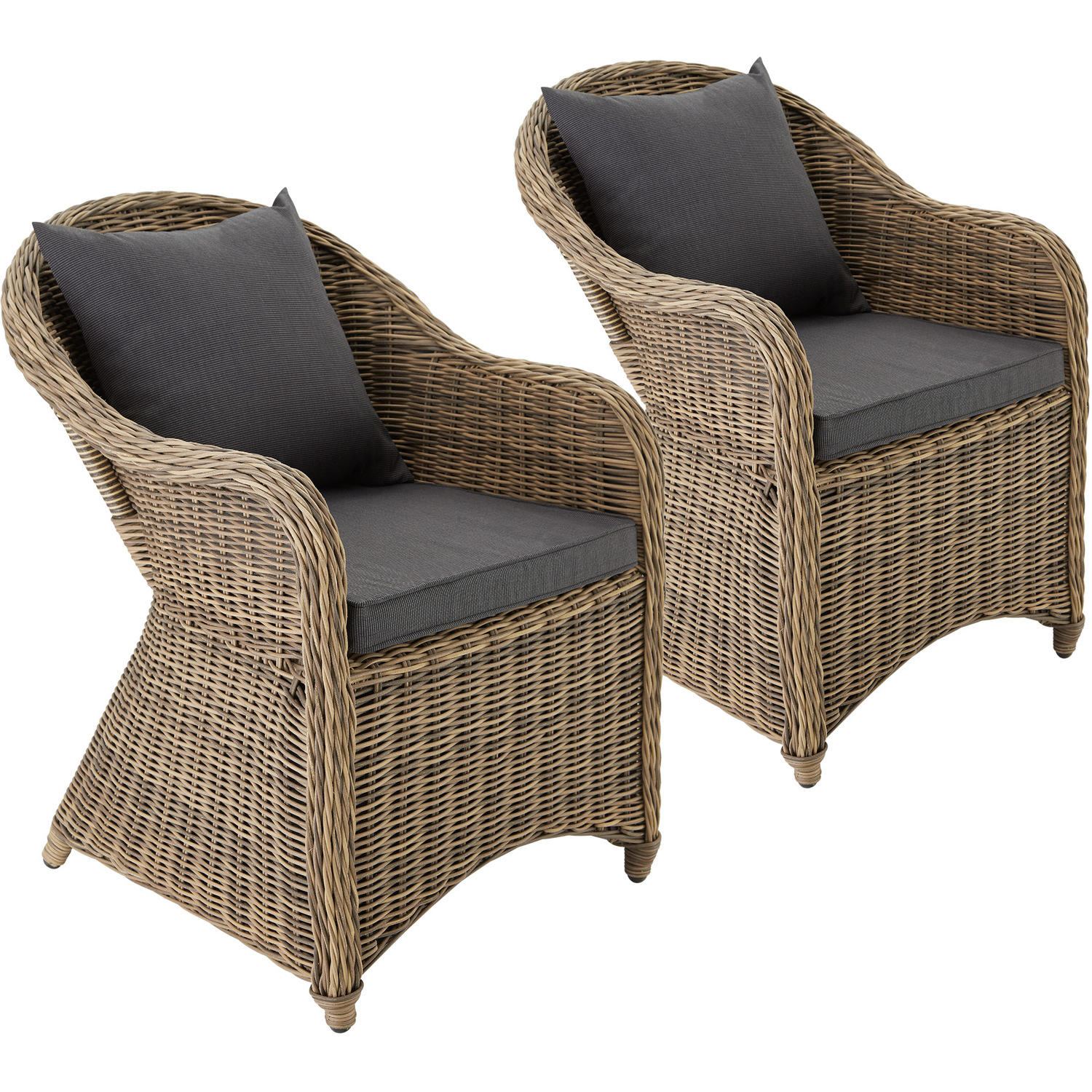 Set Of 2 Luxury Rattan Garden Chairs With Cushions - Nature