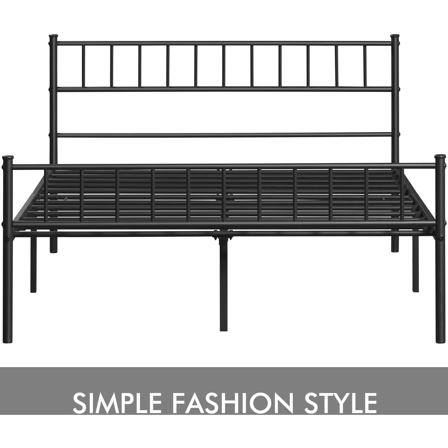 Metal Bed Frame With Large Storage Space - Black Double
