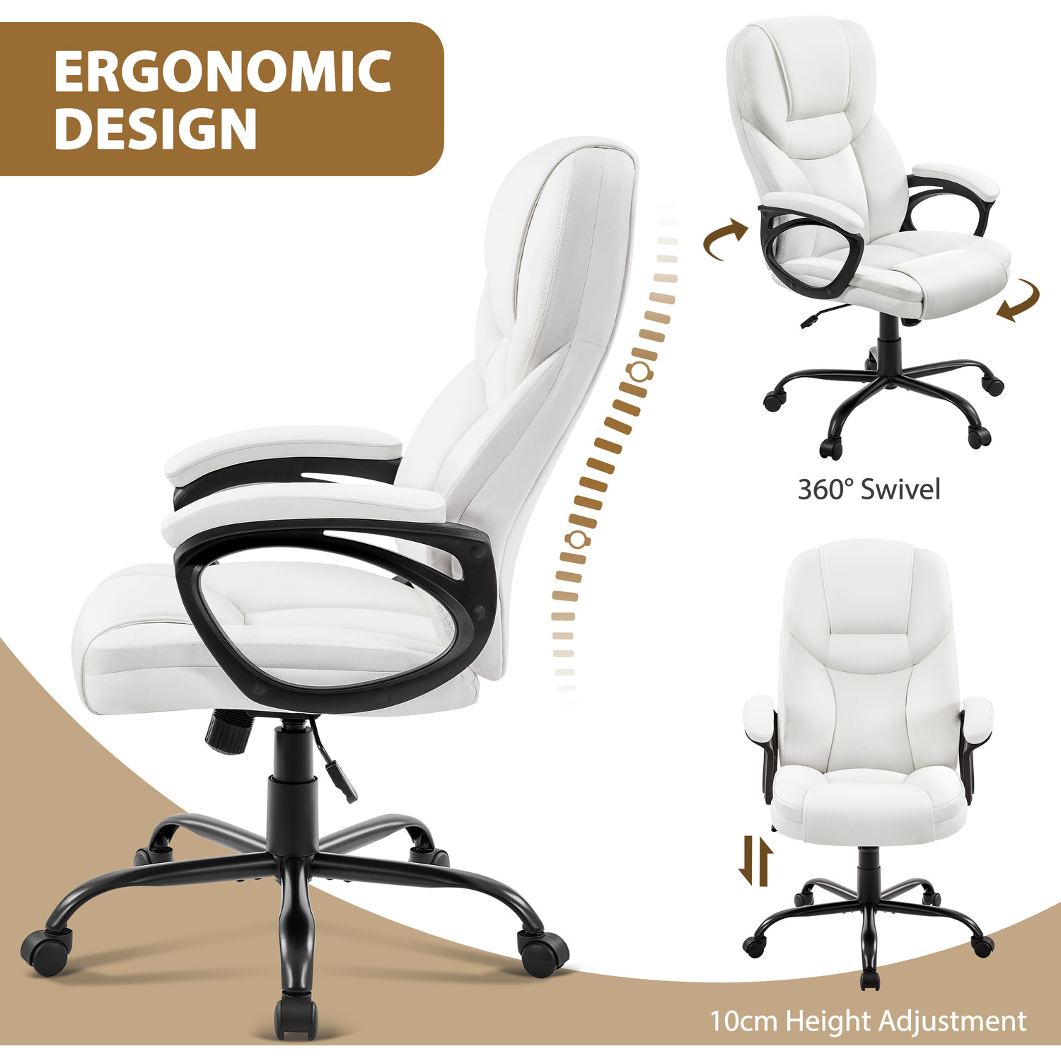 Yaheetech Executive Office Chair With Ergonomic High Back - White