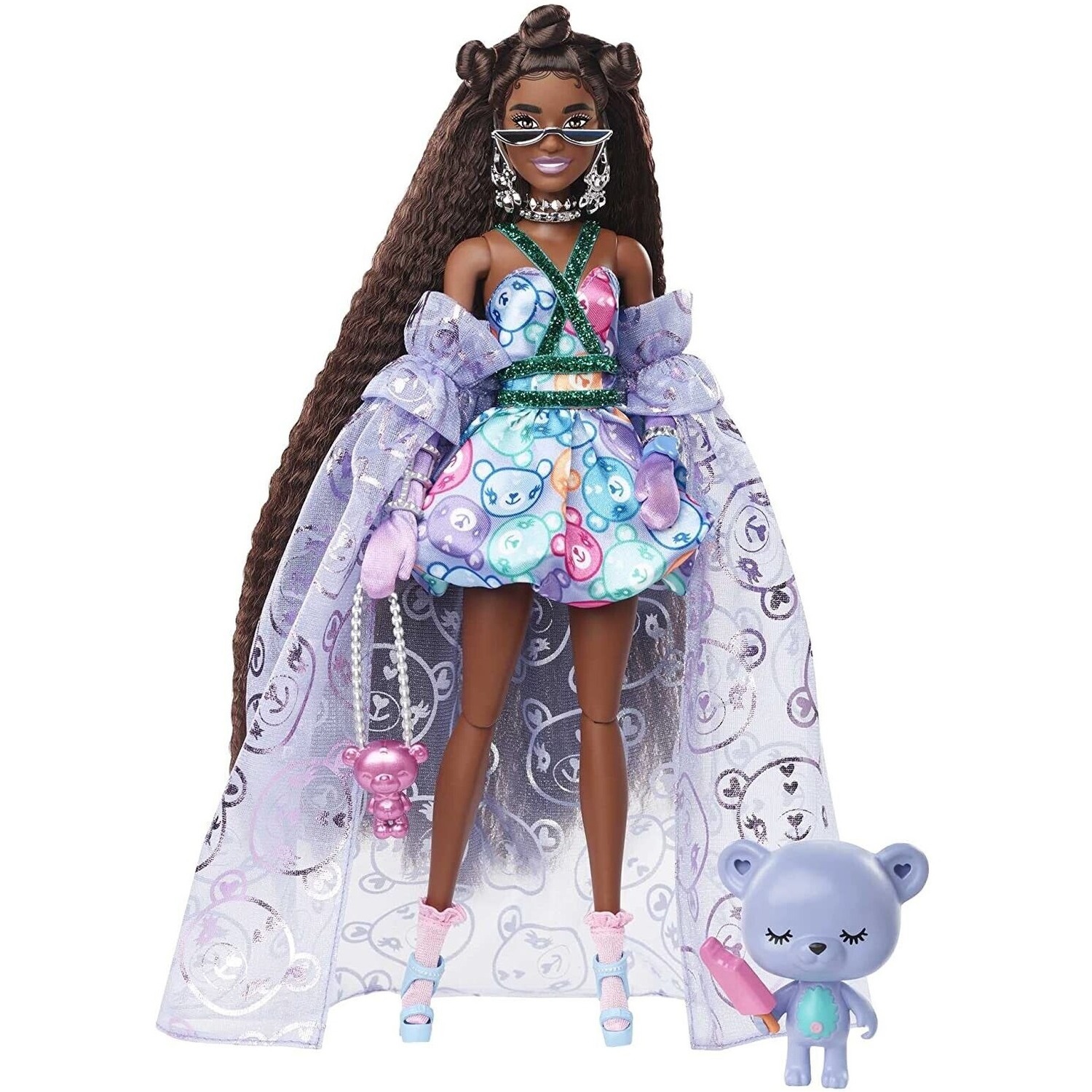 Image of Barbie Extra Fancy Doll in Teddy-Print Gown - Multicolor