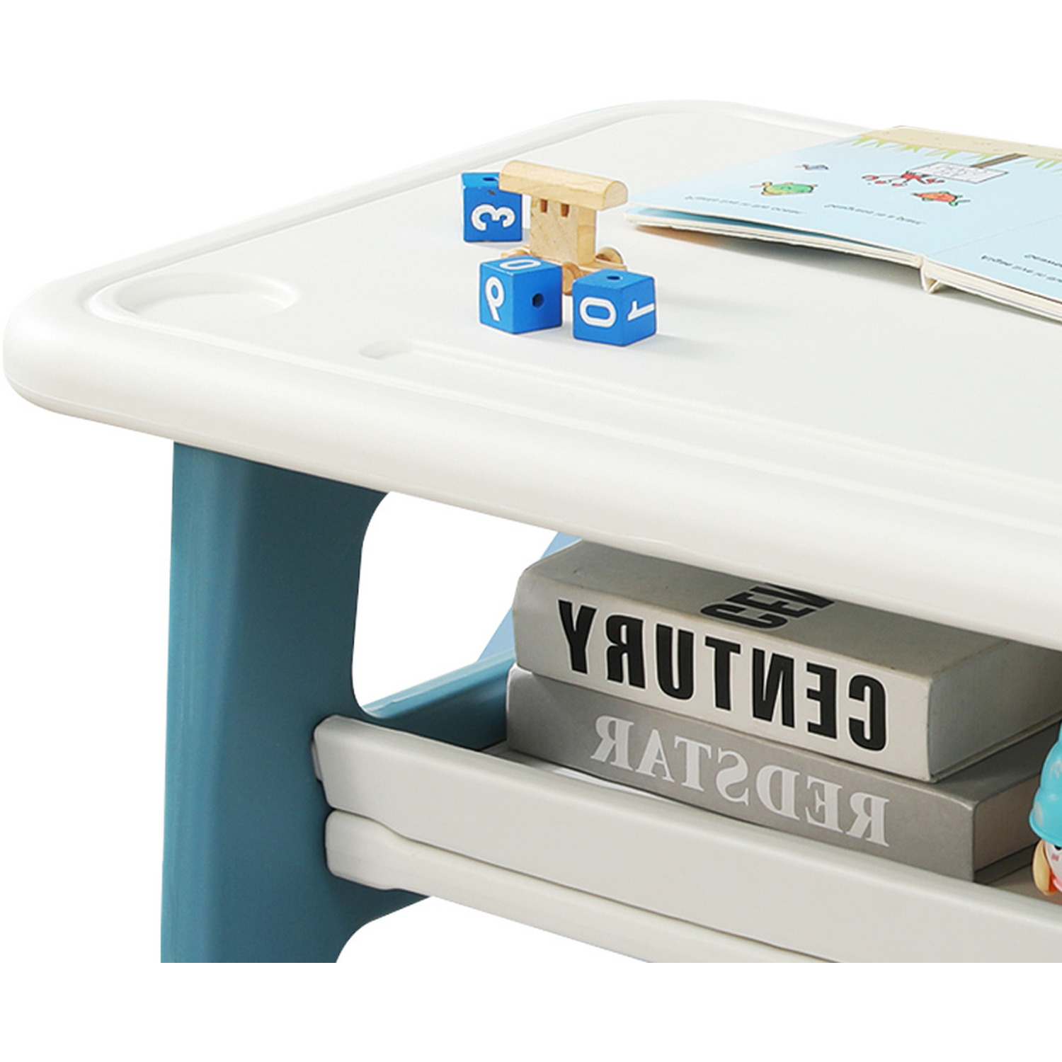 Kids Study Desk Chair Set Height Adjustable - Blue And White