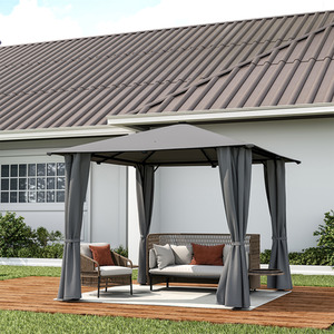Metal Garden Gazebo Outdoor Canopy Shade with Lights
