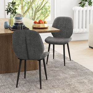 HOMCOM Metal Legs Fabric Kitchen Chair, Set of 2 Dining Chairs