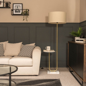 Tavel Floor Lamp with Table and Drum Shade