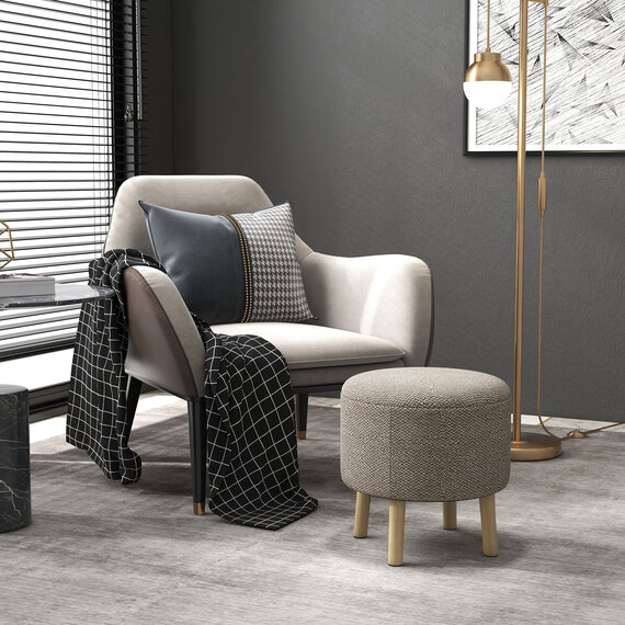 Storage Footstool Round Stool Chair with Padded Seat