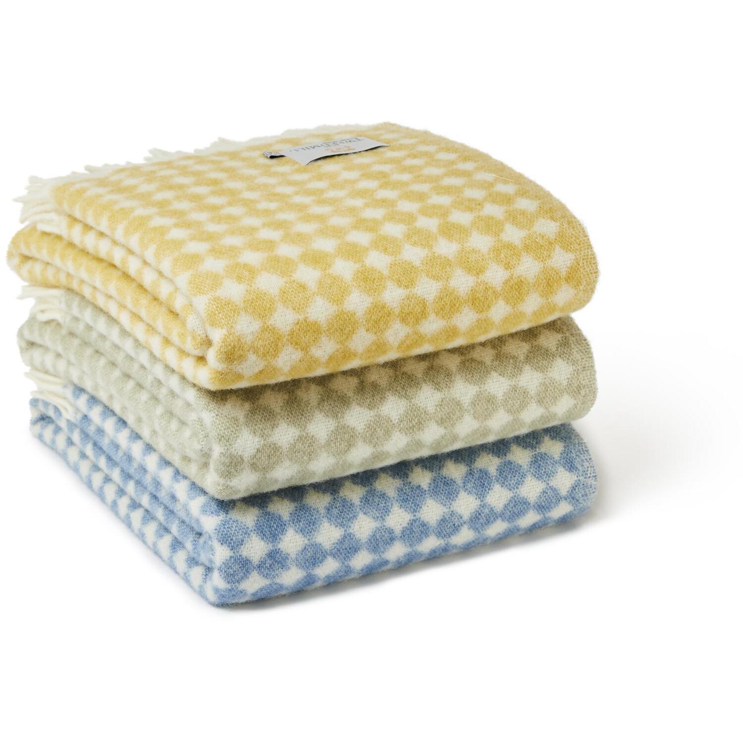 Jacquard Spot Wool Throw - Oil Yellow