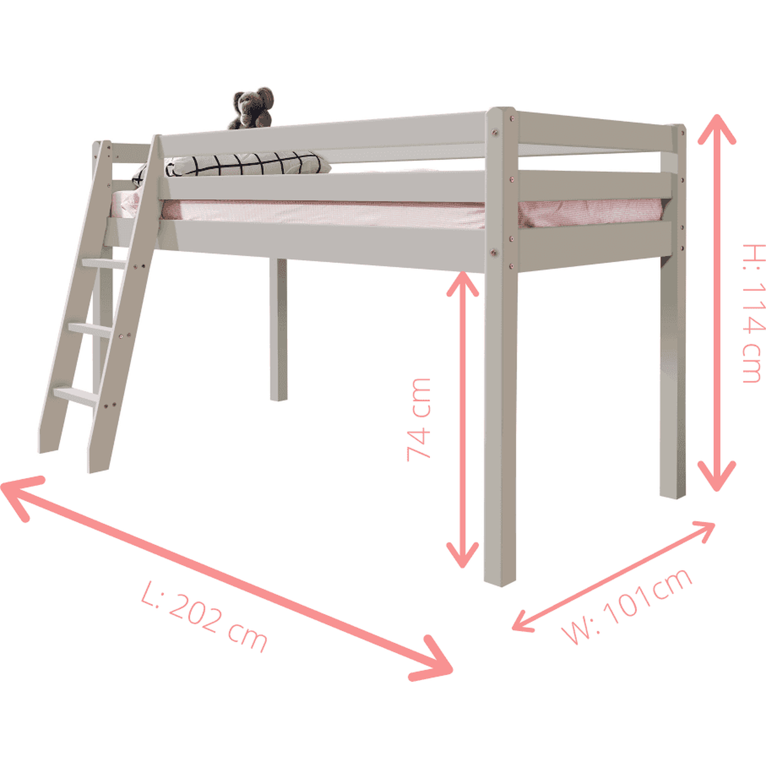 Thor Midsleeper Cabin Bed With White Frame - White