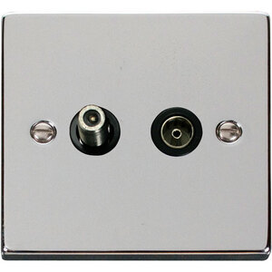 Polished Chrome Satellite And Isolated Coaxial 1 Gang Socket