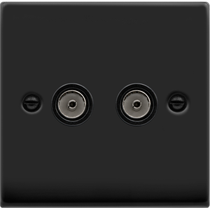 Matt Black 2 Gang Twin Coaxial TV Socket