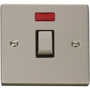 Pearl Nickel 1 Gang 20A Ingot DP Switch With Neon