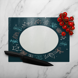Winter Flowers Glass Chopping Board-large