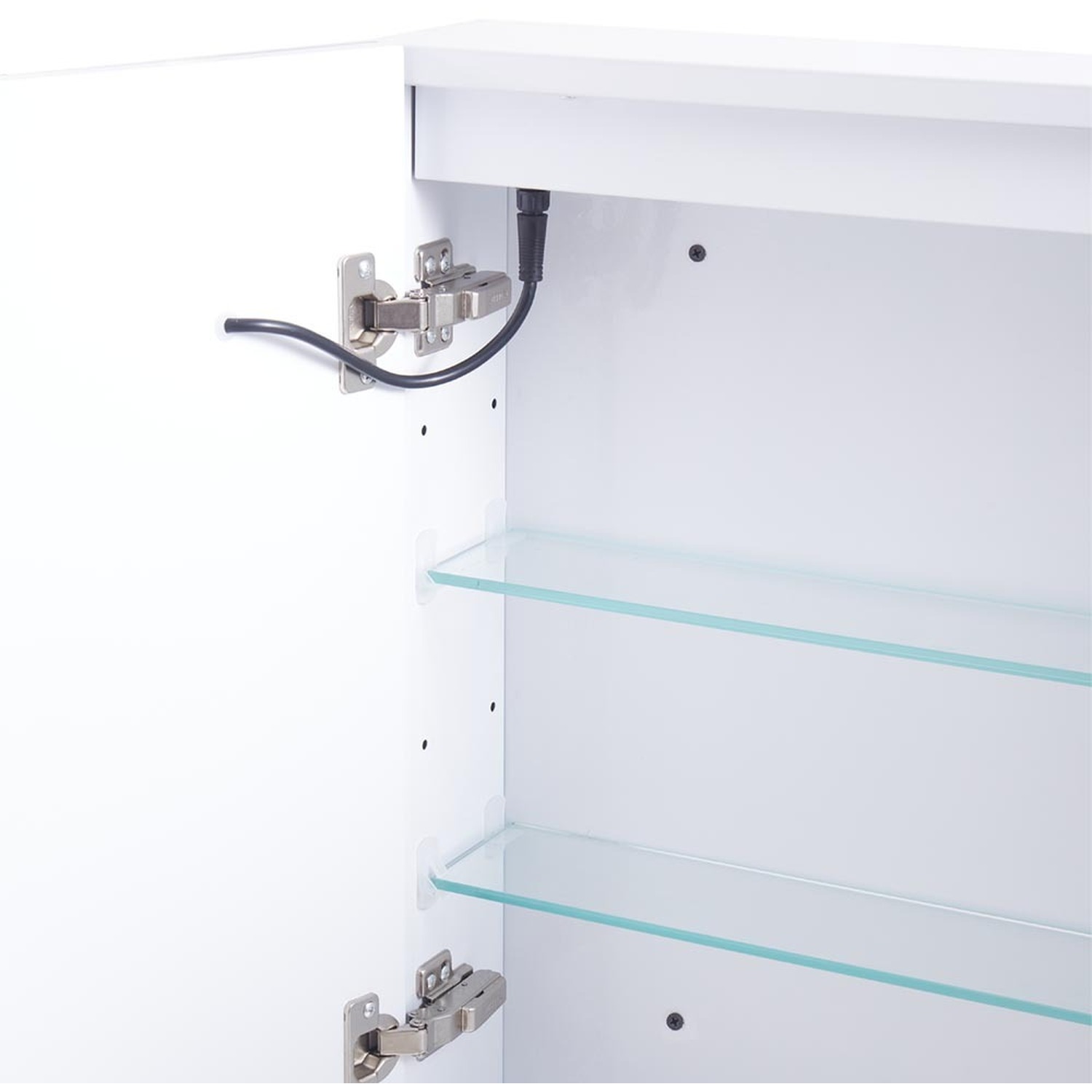 Dimmable Led Double-door Demister Mirror Cabinet With Socket - White