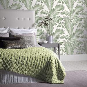 Tropical Palm Tree White Green Wallpaper
