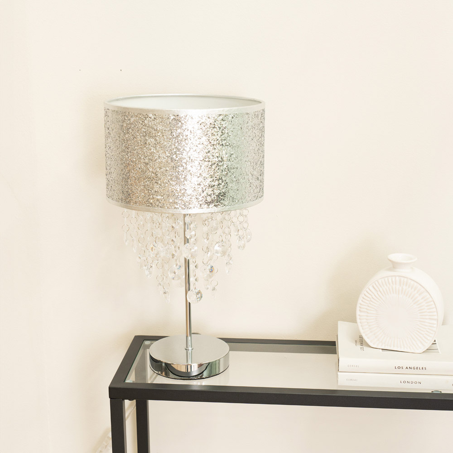 Image of Bonita Glitter Table Lamp - Silver&hellip;