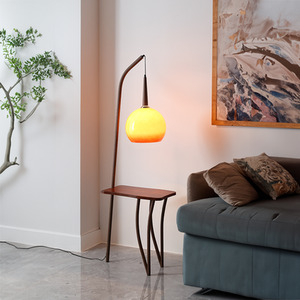 Vintage Floor Lamp with Unique Pomelo-Shaped Shade