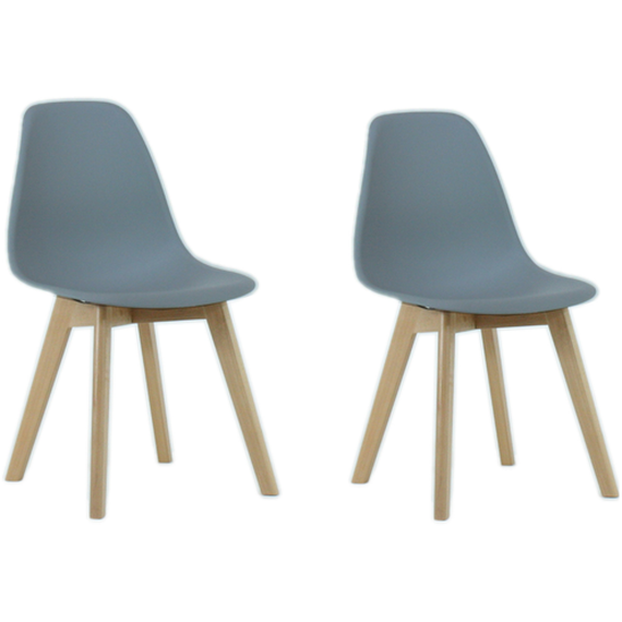 Set of 2 Ricco Plastic Dining Chairs with Wooden Legs Dining Room Chairs