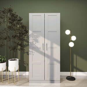 HOMCOM Double Wardrobe with Shelves  Hanging Rail