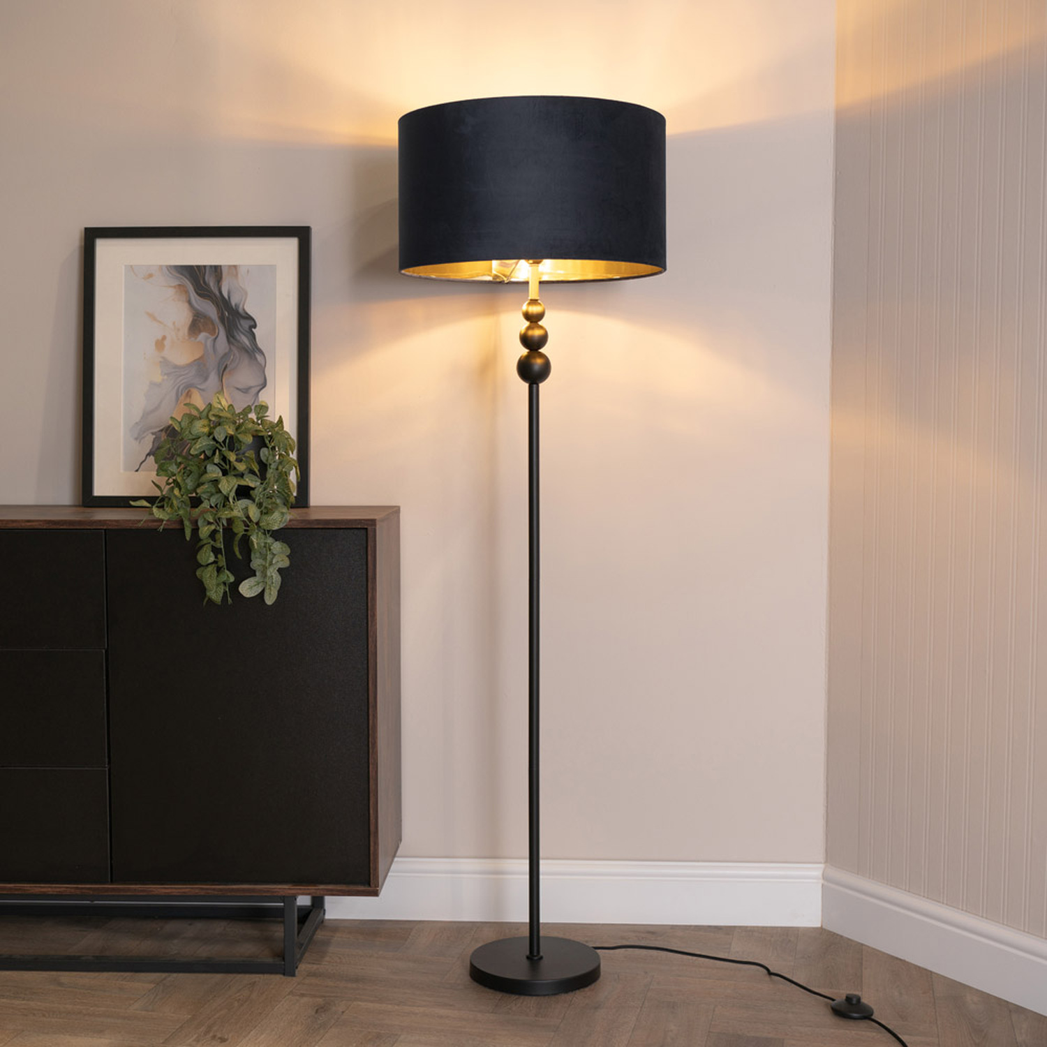 Image of Marissa Stacked Floor Lamp with Velvet&hellip;