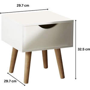 White Home Source Boden 1 Drawer Bedside Table Bedroom Storage Unit shot 7271755