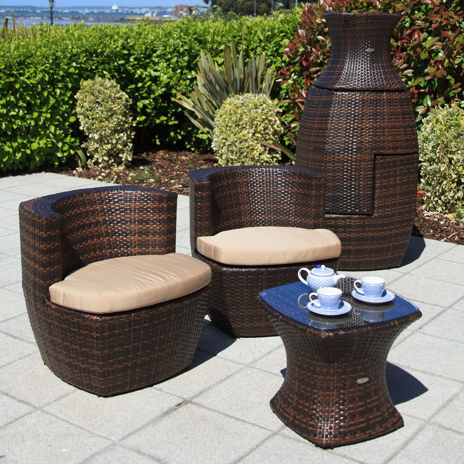 Provence Rattan Square 2 Seater Set - Cappuccino Super