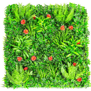 Artificial Mixed Plants Red Rose Green Hedge Panel