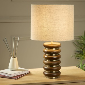Wood and Brass Table Lamp