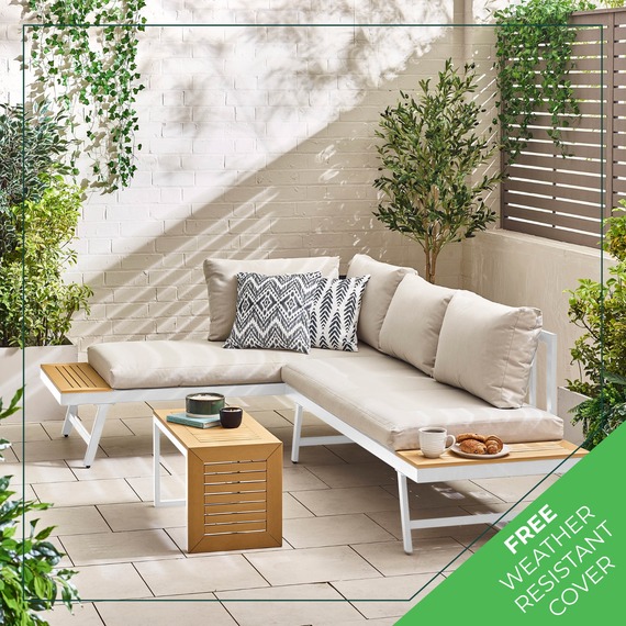 Modular Outdoor Sofa Lounger - Riviera Grey 2 Seat Garden Sun Lounger and Table