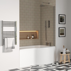 Right Hand Bath Curved 6mm Safety Glass Screen Front Panel 1500mm