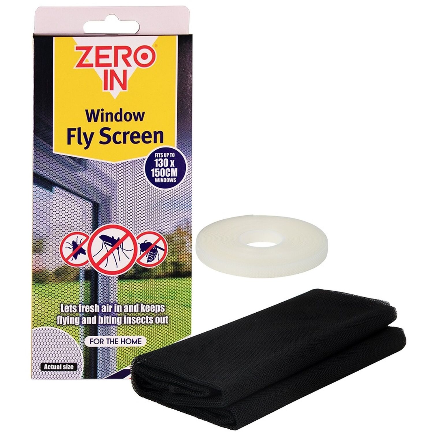 Window Fly Screen Bug Net Reusable Black Mesh 130cm x 150cm
