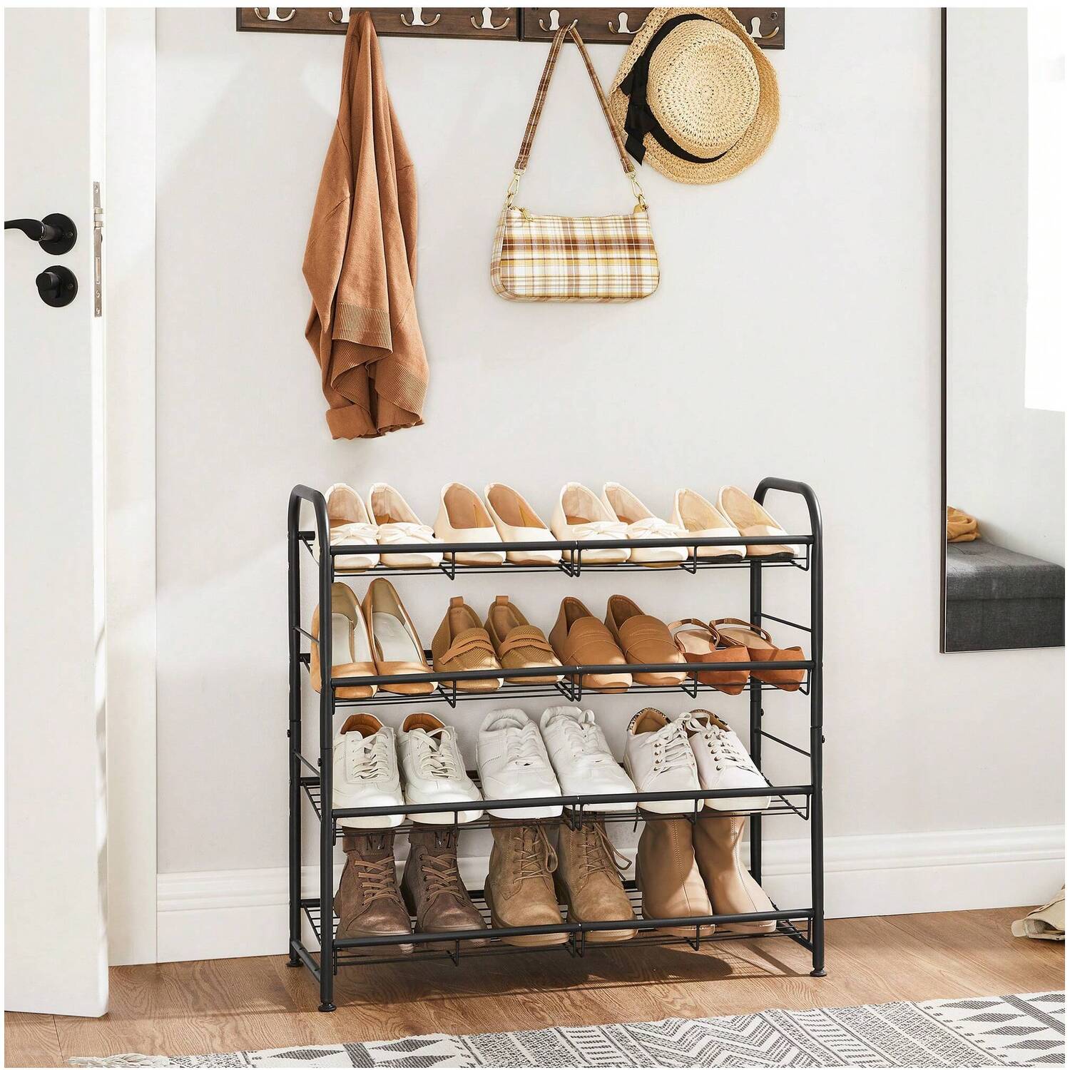 SONGMICS 4-Tier Stackable Shoe Rack