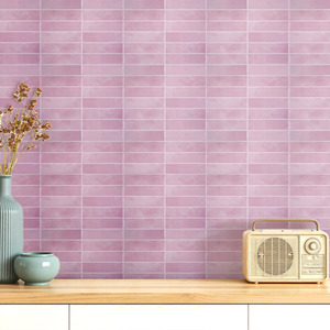 Pink Set of 10 Self Adhesive 3D Tile Wallpaper Stickers (29cm x 22.9cm) shot 9734416