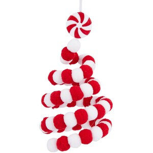 Candy Cane Pom Pom Tree Decoration