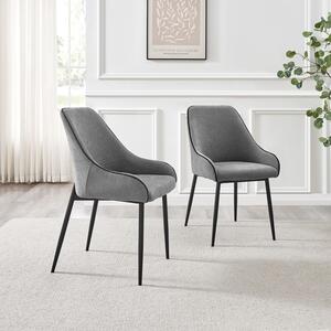 Novara Black Top Dining Table  6 Beaumont Fabric Chairs