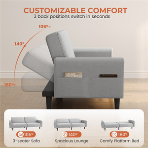 Light Grey Yaheetech Modern Convertible Sofa Bed Couch Bed shot 9902336