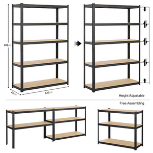 Black / Steel, MDF Yaheetech 5-Tier Metal Storage Shelf Display Rack shot 9914325