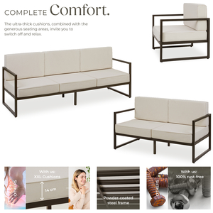 Garden Furniture Comosa - For 6 People, XXL Padding, 2 Sofas, 1 Armchair