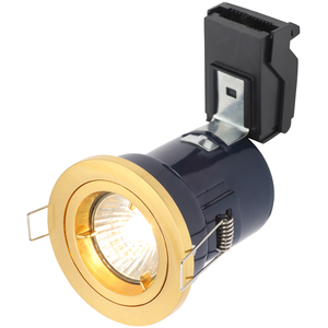 Satin Brass / 13.5cm 2 Pack of Fixed Recessed Fire Rated IP20 Downlights shot 10029139