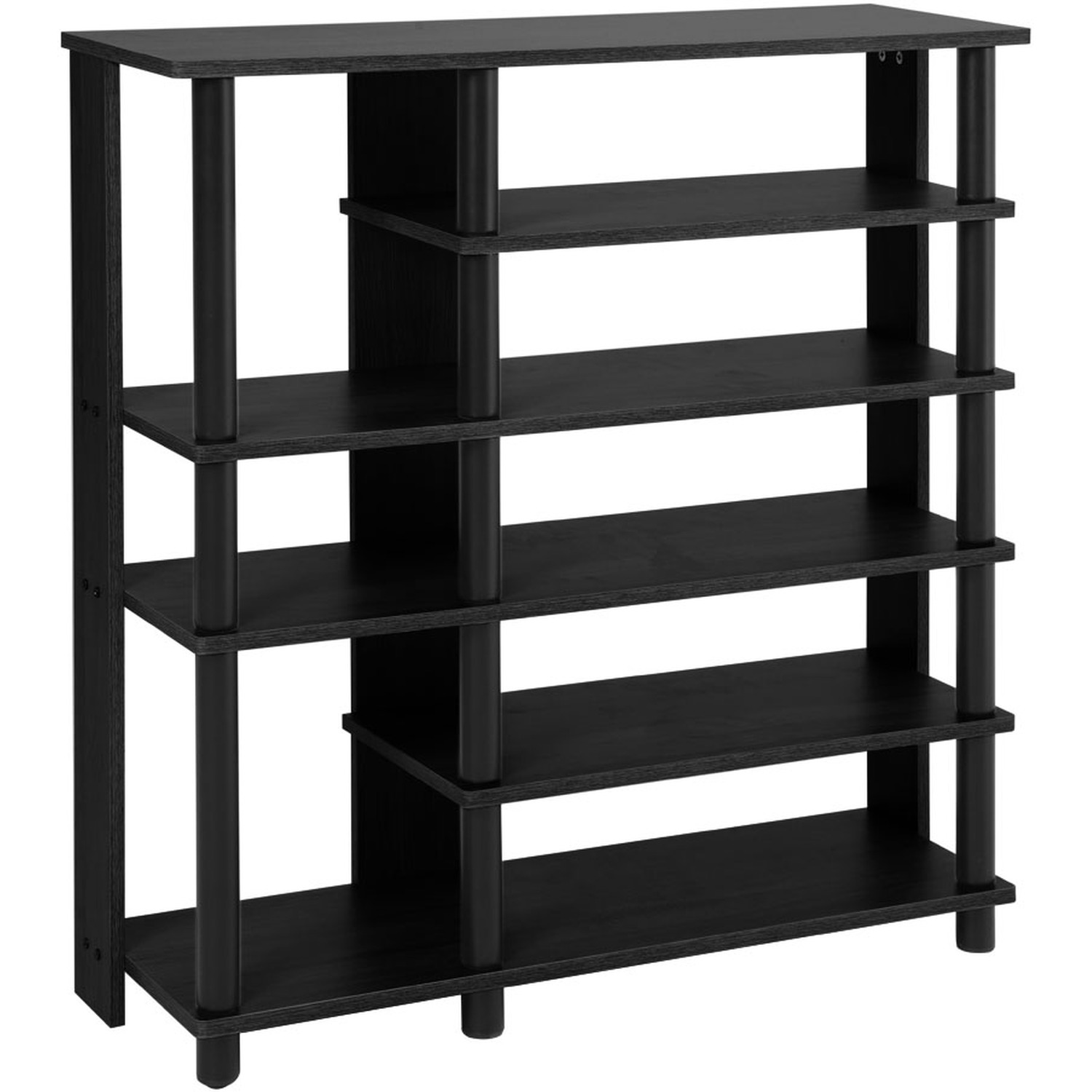 Wooden Open Shoe Rack with Multi-Height Shelves