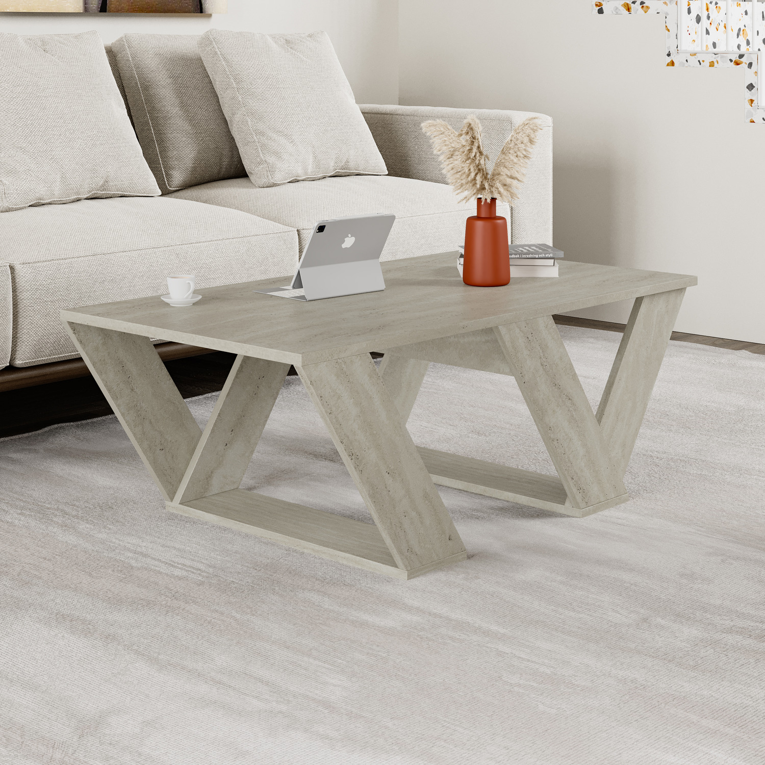 Pipra Modern Coffee Table Multipurpose - Travertine