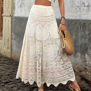 Women's Semi Lace Skirt High Waist Smooth Design Lace Edge