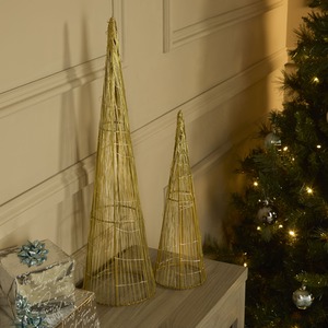 Christmas Gold Frame LED Trees - 2pc Set