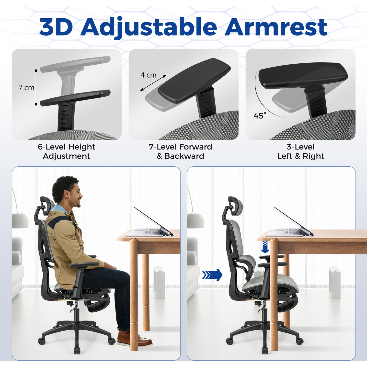 Adjustable Mesh Office Chair - Grey