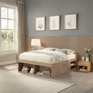 Wooden Platform Bed with Storage