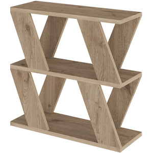 Oak Effect Modern 3-Tier Zigzag Side Table Slim End Table shot 10602367